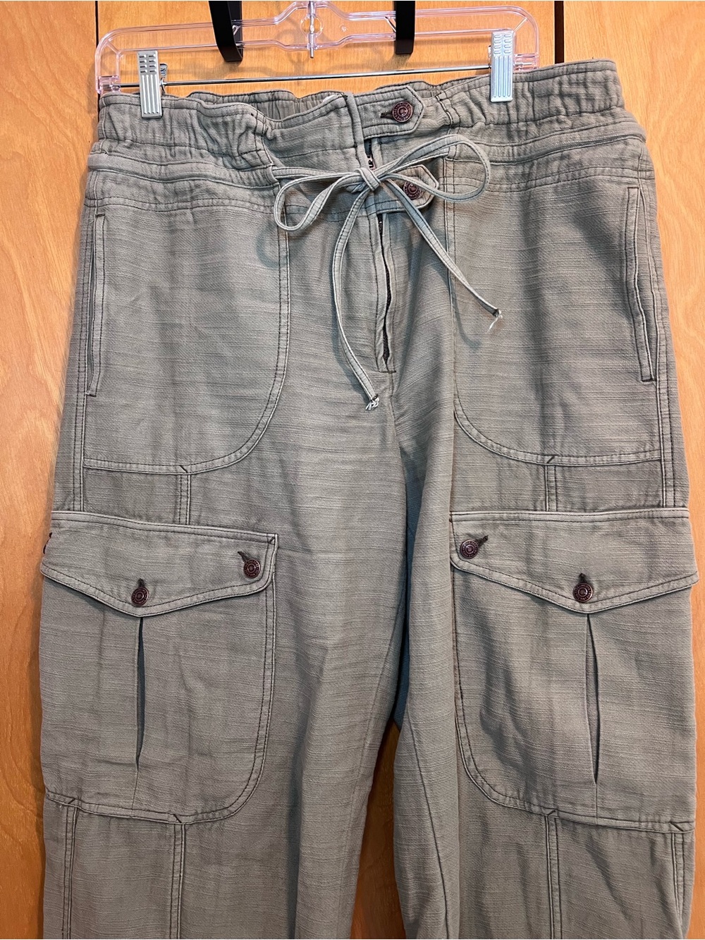 Free People We The Free Park Ave Pull-On Cargo Pants Size Large in Olive Green - Picture 5 of 6